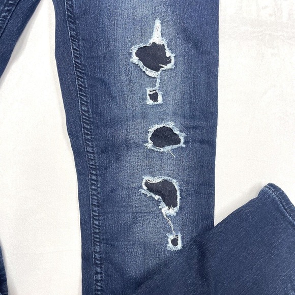 Guess Jeans Womens 26 Blue Denim Power Skinny Low Patched Ripped Jegging Ladies - Picture 6 of 9